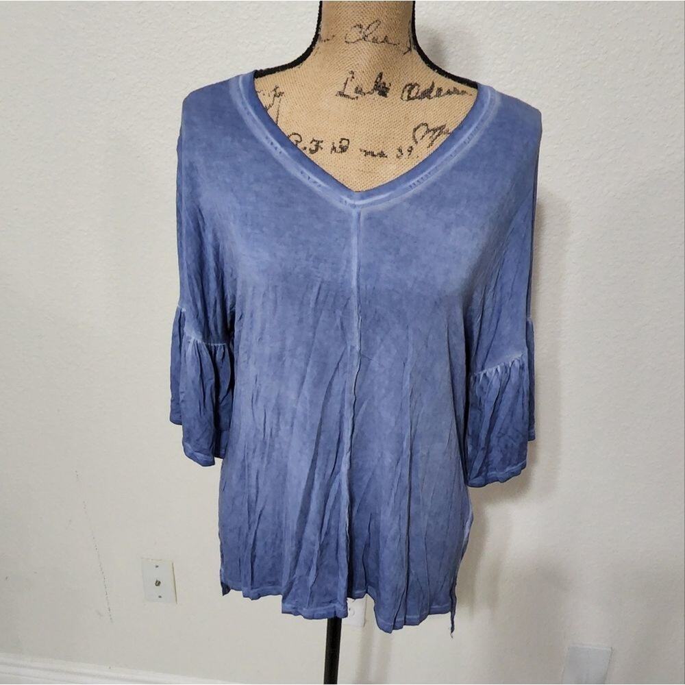 Seven7 blue oversized bell sleeve top size small